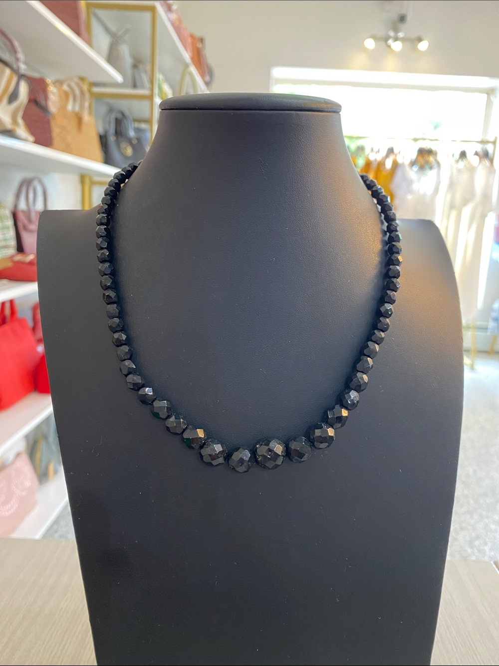 Classic Black Faceted Bead Necklace - Women Jewelry